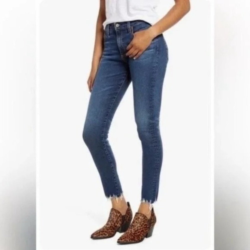AG Adriano Goldschmied Farrah Skinny High Rise Distressed Hem Ankle Jeans 28